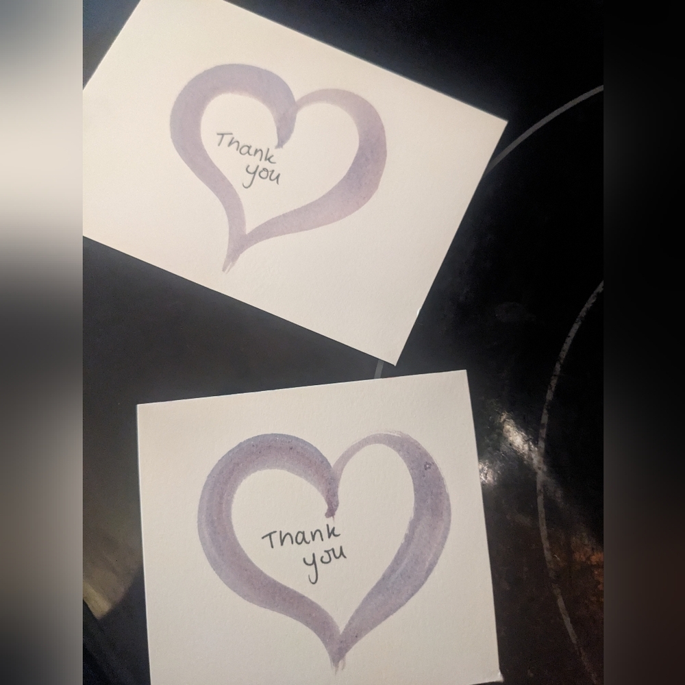 Watercolor Heart Thank You Cards